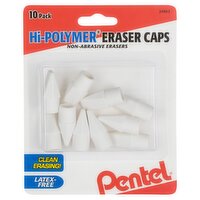Pentel Hi-Polymer Non-Abrasive Eraser Caps, 10 count, 10 Each