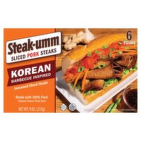 Steak-umm Korean Barbecue Inspired Seasoned Sliced Pork Steaks, 6 count, 9 oz, 9 Ounce