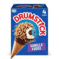 Nestlé Drumstick Vanilla Fudge Frozen Dairy Dessert Cones, 4 count, 18.4 fl oz