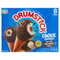 Nestlé Drumstick Cookie Dipped Frozen Dairy Dessert Cones, 8 count, 36.8 fl oz