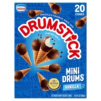 Nestlé Drumstick Mini Drums Vanilla Frozen Dairy Dessert Cones, 20 count, 16.9 fl oz, 16.9 Fluid ounce