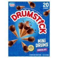 Nestlé Drumstick Mini Drums Chocolate Frozen Dairy Dessert Cones, 20 count, 16.9 fl oz