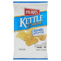 Herr's Kettle Cooked Classic Lattice Cut with Sea Salt Potato Chips, 7 oz, 7 Ounce