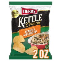 Herr's Kettle Cooked Spinach & Artichoke Dip Flavored Potato Chips Limited Edition, 2 oz, 2 Ounce