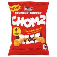 Herr's Chomz Crunchy Cheesy Cheddaboom! Creamy Cheddar Cheese Flavored Snack, 1 oz