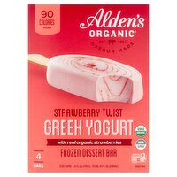 Alden's Organic Strawberry Twist Greek Yogurt Frozen Dessert Bar, 2.5 fl oz, 4 count