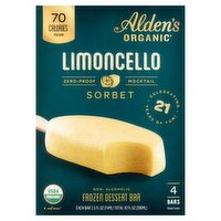 Alden's Organic Limoncello Sorbet Non-Alcoholic Frozen Dessert Bar, 2.5 fl oz, 4 count