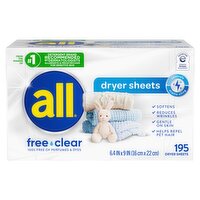 All Free Clear Dryer Sheets, 195 count