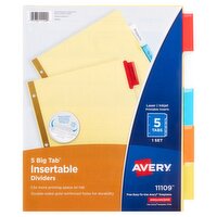 Avery 5 Big Tab Insertable Plastic Dividers, 5 Each