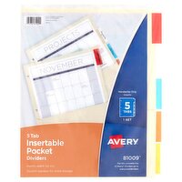 Avery 81009 Insertable Pocket Dividers Tabs, 5 count