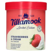 Tillamook Strawberries & Cream Ice Cream Limited Edition, 1.5 qt