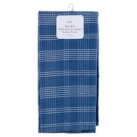 Ritz Waffle Dual and Ribbed Federal Blue Kitchen Towels, 2 count