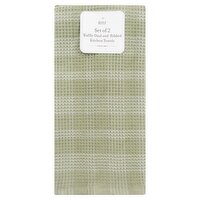 Ritz Waffle Dual and Ribbed Kitchen Towels,  Eucalyptus, 2 Count