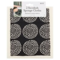Ritz Circle Dot Black Swedish Sponge Cloths, 2 count