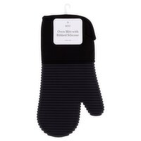 Ritz Black Oven Mitt with Ribbed Silicone