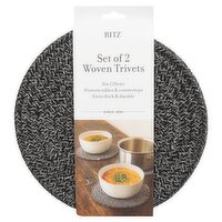 Ritz Black & White Woven Trivets, 2 count