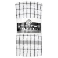 Kitchen Towel and Cloth Set, Graphite, 6 Piece Set