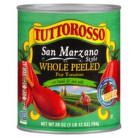 Tuttorosso San Marzano Style Whole Peeled Pear Tomatoes with Basil & Sea Salt, 28 oz, 28 Ounce