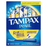 Tampax Pearl Regular Absorbency Unscented Tampons, 18 count, 18 Each