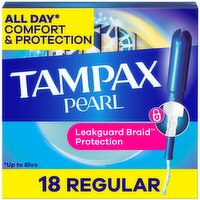 Tampax Pearl Tampons, with LeakGuard Braid, Regular Absorbency, Unscented, 18 Count
, 18 Each
