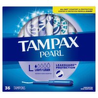 Tampax Pearl Light Absorbency Unscented Tampons, 36 count