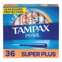 TAMPAX Pearl Super Plus Absorbency Unscented Tampons, 36 count