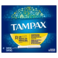 TAMPAX Regular Absorbency Unscented Tampons, 40 count, 40 Each