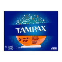 Tampax Cardboard Tampons Super Plus Absorbency, Anti-Slip Grip, LeakGuard Skirt, Unscented, 40 Coun