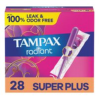 TAMPAX Radiant Super Plus Absorbency Unscented Tampons, 28 count