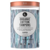 L. Tampons, Made with Organic Cotton, Super Absorbency, 30 CT