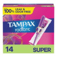 TAMPAX Radiant Super Absorbency Unscented Tampons, 14 count, 14 Each