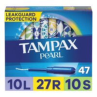 TAMPAX Pearl Light, Regular and Super Absorbency Unscented Tampons, Jumbo, 47 count, 47 Each