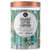 L. Tampons Light/Regular Absorbency, Made with Organic Cotton, 30 CT