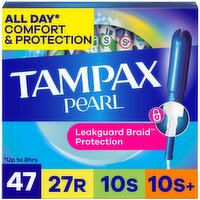 Tampax Pearl Tampons Multipack with LeakGuard Braid, Regular/Super/Super Plus, 47 Ct
, 47 Each