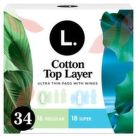 L. Cotton Top Layer Ultra Thin Pads With Wings Multipack, 34 count