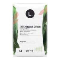 L. Ultra Thin Pads, Organic Cotton Top Layer, Regular, 24 Count