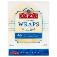 Toufayan Bakeries Hearth Baked Classic Plain Wraps, 6 count, 11 oz