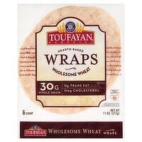 Toufayan Bakeries Hearth Baked Wholesome Wheat Wraps, 6 count, 11 oz