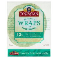 Toufayan Bakeries Hearth Baked Savory Spinach Wraps, 6 count, 11 oz, 10 Ounce