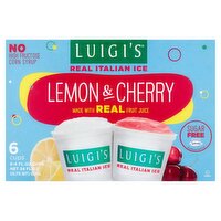 Luigi's Lemon & Cherry Real Italian Ice, 4 fl oz, 6 count, 24 Fluid ounce