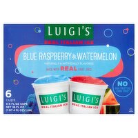 Luigi's Blue Raspberry & Watermelon Real Italian Ice, 6 fl oz, 6 count, 36 Fluid ounce