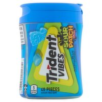 Trident Vibes Sour Patch Kids Blue Raspberry Sugar Free Gum, 40 count