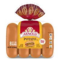 Arnold Potato Hot Dog Buns, 8 count, 1 lb, 16 Ounce