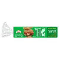 Arnold Sandwich Thins 100% Whole Wheat Flax & Fiber Pre-Sliced Rolls, 6 count, 12 oz