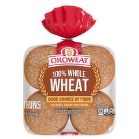 Oroweat 100% Whole Wheat Buns, 8 count, 1 lb, 16 Ounce
