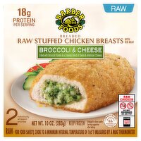 Barber Foods Broccoli & Cheese Breaded Raw Stuffed Chicken Breasts with Rib Meat, 2 count, 10 oz, 10 Ounce