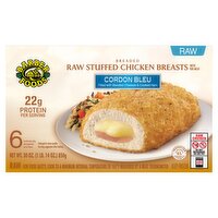 Barber Foods Breaded Raw Stuffed Chicken Breasts Cordon Bleu, 6 count, 30 oz