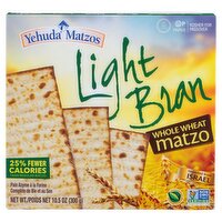 Yehuda Matzos Light Bran Whole Wheat Matzo, 10.5 oz