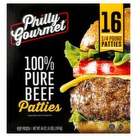 Philly Gourmet 100% Pure Beef Patties, 16 count, 64 oz, 64 Ounce