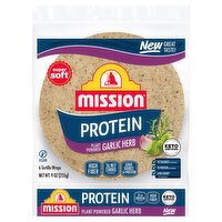 Mission Protein Plant Powered Garlic Herb Tortilla Wraps, 6 count, 9 oz